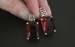 Earrings Sterling silver 925 Ruby red stone