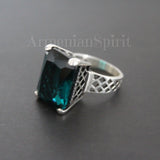 Ring Sterling silver 925 Teal turquoise stones