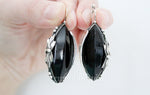 Black onyx Earrings Silver 925 Armenian jewelry floral