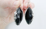 Black onyx Earrings Silver 925 Armenian jewelry floral