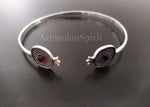 Cuff bracelet pomegranate red stones SILVER 925