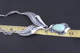 Silver 925 necklace with large pendant gemstone pale green aventurine