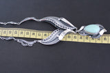 Silver 925 necklace with large pendant gemstone pale green aventurine