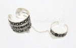Double rings SILVER 925 and enamel Red or black CHOOSE Full finger