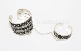 Double rings SILVER 925 and enamel Red or black CHOOSE Full finger