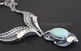 Silver 925 necklace with large pendant gemstone pale green aventurine