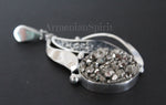 Earrings ring pendant sterling silver 925 with golden pyrite gemstone