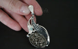 Earrings ring pendant sterling silver 925 with golden pyrite gemstone