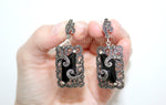 Black earrings Sterling silver 925 Luxury jewelry marcasite