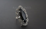 Earrings and ring sterling silver 925 marcasite jewelry Black topaz