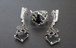 Black stone dangle earrings sterling silver 925 Marcasite