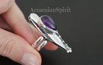 Sterling silver SET Earrings ring pendant 925 natural purple amethyst
