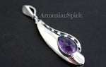 Sterling silver SET Earrings ring pendant 925 natural purple amethyst