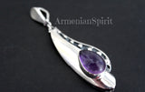 Sterling silver SET Earrings ring pendant 925 natural purple amethyst