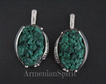 Earrings Real malachite Silver 925 Jewelry druze green