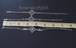 Bracelet sterling silver 925 White lab created pearl Flower Armenian handmade