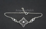 Bracelet sterling silver 925 White lab created pearl Flower Armenian handmade