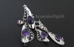 Amethyst earrings long Sterling silver 925 One of a kind