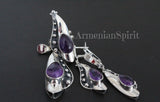 Amethyst earrings long Sterling silver 925 One of a kind