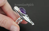 Amethyst earrings long Sterling silver 925 One of a kind