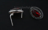 Earrings and ring sterling silver 925 Red topaz small