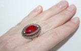 Earrings and ring sterling silver 925 Red topaz small