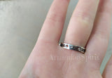 Large ring Sterling silver 925 hand cover semi circle with black stone onyx