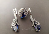 Marcasite earrings SILVER 925  blue lab topaz jewelry