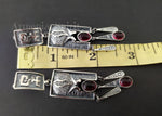 Earrings very long with pomegranate with red oval stone