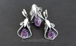 Calla flower Large ring sterling silver 925 Amethyst druse purple