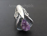 Calla flower Large ring sterling silver 925 Amethyst druse purple