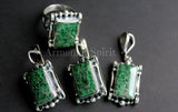 Sterling silver 925 ring natural Aventurine gemstone green with sequins