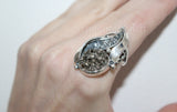 Earrings ring pendant sterling silver 925 with golden pyrite gemstone