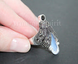 Ring sterling silver 925 marcasite Natural black onyx artificial white stone