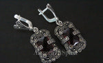 Earrings Sterling Silver 925 with red topaz stone