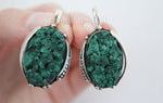 Earrings Real malachite Silver 925 Jewelry druze green