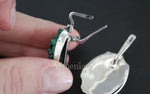 Earrings Real malachite Silver 925 Jewelry druze green