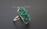 Malachite ring adjustable Sterling silver 925 Handmade