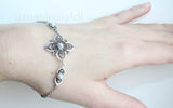 Bracelet sterling silver 925 White lab created pearl Flower Armenian handmade