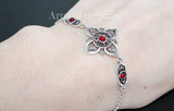 Bracelet sterling silver 925 White lab created pearl Flower Armenian handmade