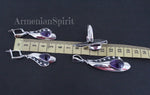 Amethyst earrings long Sterling silver 925 One of a kind