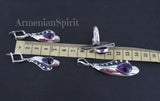 Amethyst earrings long Sterling silver 925 One of a kind