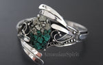 Silver 925 bracelet large With gemstone malachite green and pyrite gold Druse
