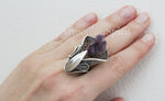 Calla flower Large ring sterling silver 925 Amethyst druse purple