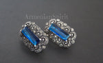 Earrings and ring sterling silver 925 Lab blue topaz small