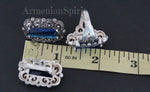 Earrings and ring sterling silver 925 Lab blue topaz small