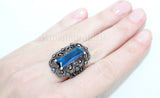 Ring sterling silver 925 jewelry blue lab topaz