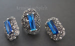 Earrings and ring sterling silver 925 Lab blue topaz small