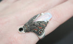 Earrings Sterling silver 925 marcasite Natural black onyx and artificial white stone