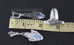 Earrings Sterling silver 925 marcasite Natural black onyx and artificial white stone